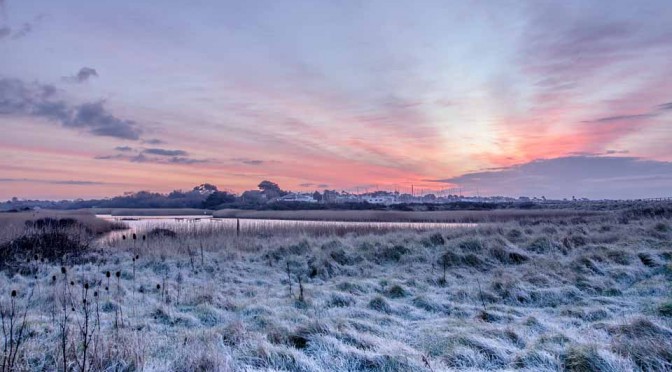 Pre sunrise frost at Titchfield Haven Nature Reserve