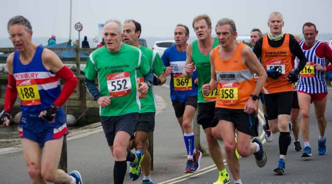 Stubbington 10k 2018 runners around Titchfield Haven harbour