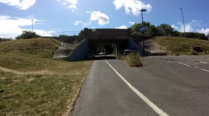 The end of the Eclipse Busway - Rowner arch and shared pedestrain and cycle underpass