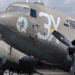 D Day 75 Daedalus. Douglas Dakota “Drag ‘em Oot” at Solent Airport Daedalus to mark the 75 anniversary of the D-Day landings by allied forces in Normandy 1944