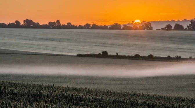 Sunrise on the morning of the Summer Solstice 2019 in the Meon Valley