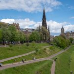 Gothic style Sir Walter Scott memorial and East Princes Street Gardens, Edinburgh